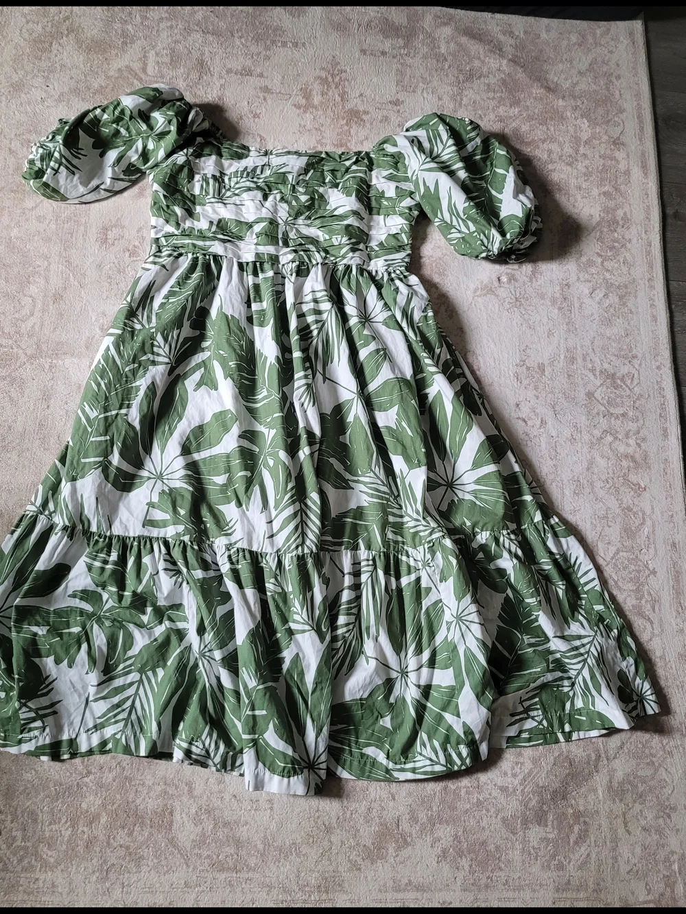 Abercrombie & Fitch White Dress with Green Leaf Print